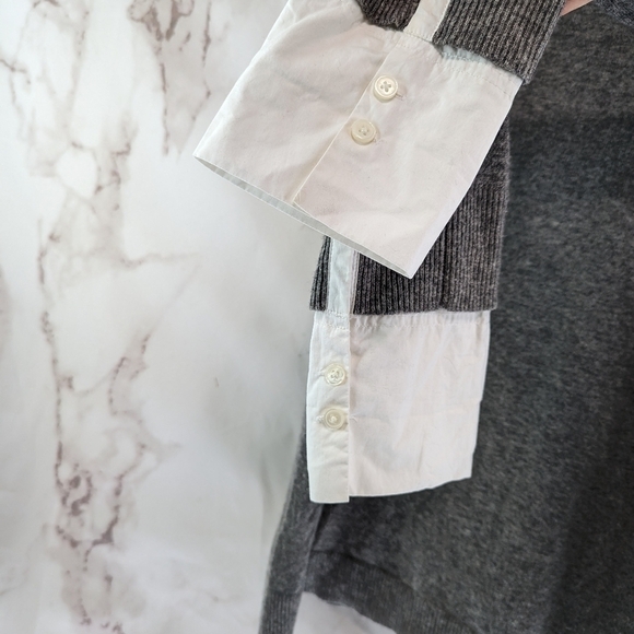 J Crew Sweater Womens Medium Gray Wool V Neck Oversized Slouchy Academia Preppy - Picture 11 of 13